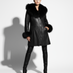 Raccoon Fur Hooded Shearling Overcoat: Women's Black Fur Coat