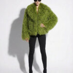 Green Luxurious Mongolian Lamb Fur Jacket | Curly Sheepskin Shaggy Natural Tibetan Winter Coat
