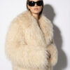 Sand Beige Luxurious Mongolian Lamb Fur Jacket | Curly Sheepskin Shaggy Natural Tibetan Winter Coat