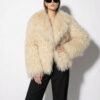 Sand Beige Luxurious Mongolian Lamb Fur Jacket | Curly Sheepskin Shaggy Natural Tibetan Winter Coat