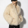 Sand Beige Luxurious Mongolian Lamb Fur Jacket | Curly Sheepskin Shaggy Natural Tibetan Winter Coat