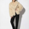 Sand Beige Luxurious Mongolian Lamb Fur Jacket | Curly Sheepskin Shaggy Natural Tibetan Winter Coat