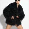 Black Luxurious Mongolian Lamb Fur Jacket | Curly Sheepskin Shaggy Natural Tibetan Winter Coat