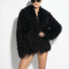 Black Luxurious Mongolian Lamb Fur Jacket | Curly Sheepskin Shaggy Natural Tibetan Winter Coat