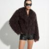 Brown Luxurious Mongolian Lamb Fur Jacket | Curly Sheepskin Shaggy Natural Tibetan Winter Coat