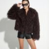 Brown Luxurious Mongolian Lamb Fur Jacket | Curly Sheepskin Shaggy Natural Tibetan Winter Coat