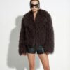 Brown Luxurious Mongolian Lamb Fur Jacket | Curly Sheepskin Shaggy Natural Tibetan Winter Coat