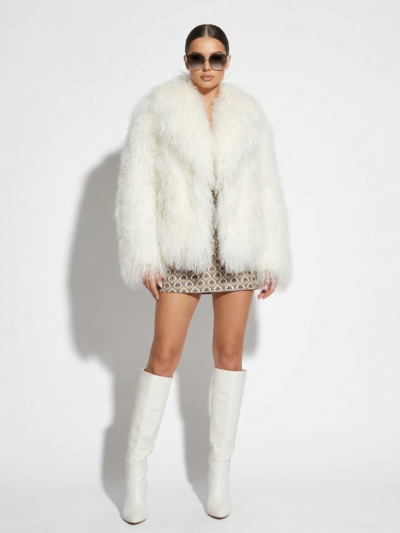 360 Luxurious Mongolian Lamb Fur Jacket | Curly Sheepskin Winter Coat | Shaggy Natural Tibetan Coat