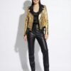 Genuine Python Leather Women's Golden Yellow Black Motorcycle Biker Jacket