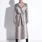 Belted Natural White Python Long Coat