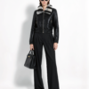 Crocodile-Embossed Lambskin Bomber with Rex Rabbit Fur Trim