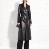 Belted Black Python Long Overcoat