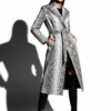 Genuine Python Leather Natural White Snake Skin Exotic Belted Long Coat