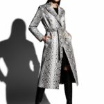 Genuine Python Leather Natural White Snake Skin Exotic Belted Long Coat