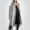 Genuine Python Leather Natural White Snake Skin Exotic Belted Long Coat