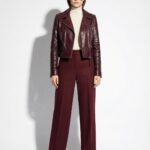 Genuine Python Leather Real Exotic Snake Skin Burgundy Luxury Fashion Biker Jacket