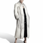 Arctic Marble Fox Fur Luxury Women's Full Length Long Coat