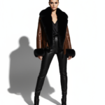 Genuine Fox Fur Trim Real Shearling Biker Jacket