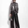 Metallic Grey Python Biker Jacket
