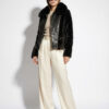 Genuine Python Leather Fox Fur Collar Luxury Sheep Fur Jacket