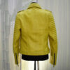 Genuine Python Leather Real Exotic Snake Skin Yellow Biker Jacket