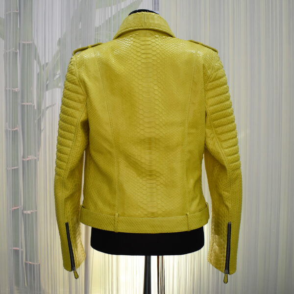 Genuine Python Leather Real Exotic Snake Skin Yellow Biker Jacket