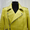 Genuine Python Leather Real Exotic Snake Skin Yellow Biker Jacket