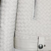Intrecciato Lambskin Blouson Hand Woven Genuine Leather Women's White Biker Jacket