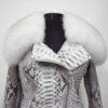 White Python Biker Jacket with Fox Fur Trim