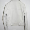 Intrecciato Lambskin Blouson Hand Woven Genuine Leather Women's White Biker Jacket