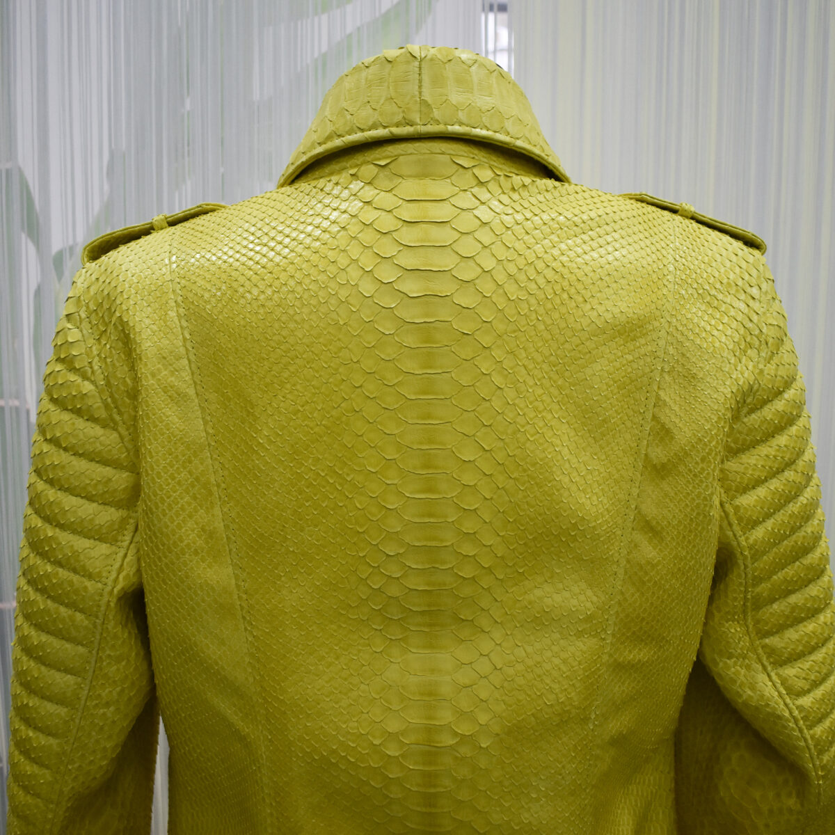 Genuine Python Leather Real Exotic Snake Skin Yellow Biker Jacket