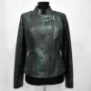 Women's Genuine Python Leather Real Exotic Green Luxury Biker Jacket