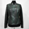 Women's Genuine Python Leather Real Exotic Green Luxury Biker Jacket