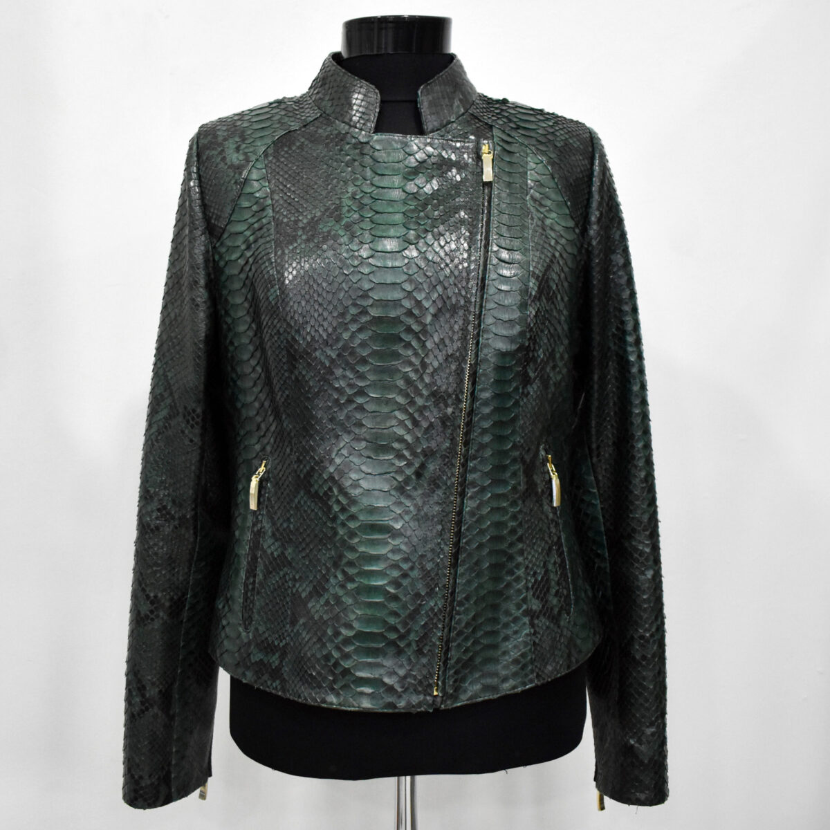 Green Python Biker Jacket