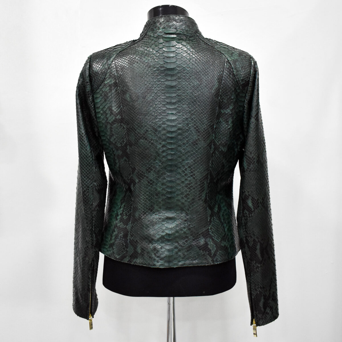 Women's Genuine Python Leather Real Exotic Green Luxury Biker Jacket