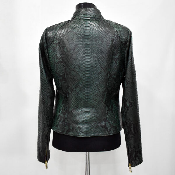 Women's Genuine Python Leather Real Exotic Green Luxury Biker Jacket