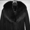 Fox Fur Trim Shearling Overcoat: Women's Black Fur Coat