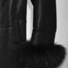Raccoon Fur Hooded Shearling Overcoat: Women's Black Fur Coat