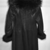 Raccoon Fur Hooded Shearling Overcoat: Women's Black Fur Coat