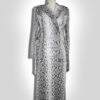 Genuine Python Leather Natural White Snake Skin Exotic Belted Long Coat