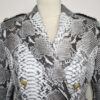 Genuine Python Leather Natural White Snake Skin Exotic Belted Long Coat