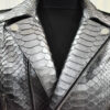 Metalic Grey Genuine Python Leather Real Exotic Snake Skin Biker Jacket