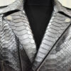 Metalic Grey Genuine Python Leather Real Exotic Snake Skin Biker Jacket