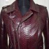 Burgundy Python Biker Jacket