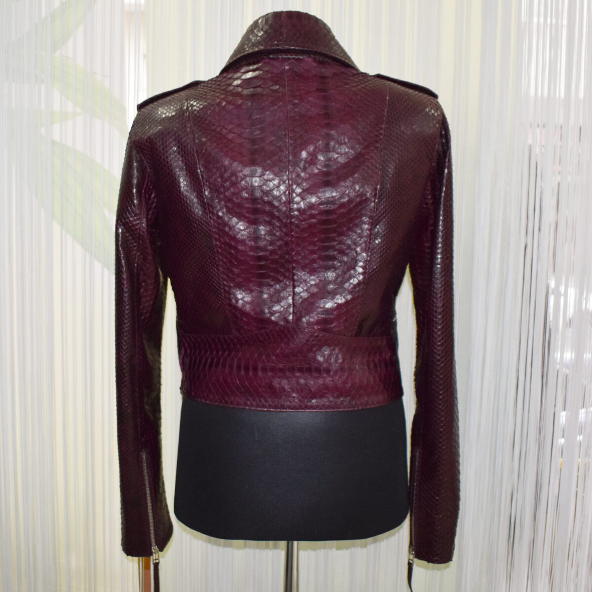 Burgundy Python Biker Jacket