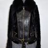 Genuine Python Leather Fox Fur Collar Luxury Sheep Fur Jacket
