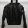 Crocodile Embossed Lambskin Bomber Jacket with Rex Rabbit Fur Collar