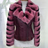 Rex Rabbit Fur Trim Genuine Python Leather Snake Skin Women's Biker Jacket