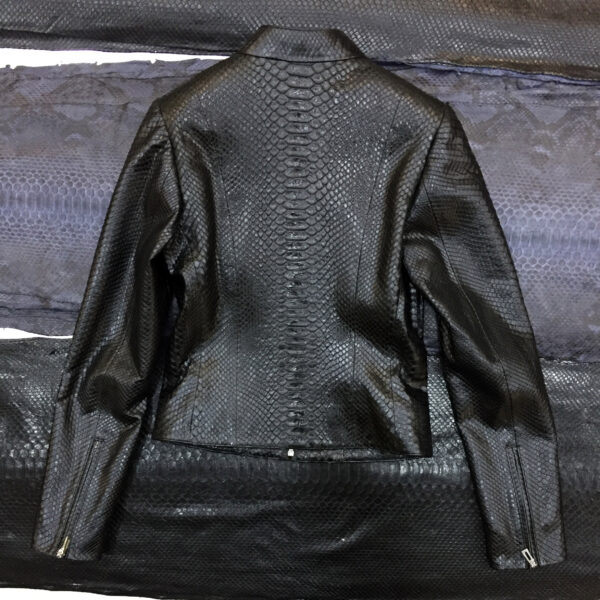 Genuine Python Leather Black Exotic Snake Skin Moto Jacket