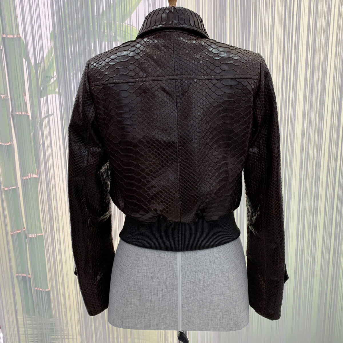 Genuine Python Leather Brown Snake Skin Exotic Bomber Jacket